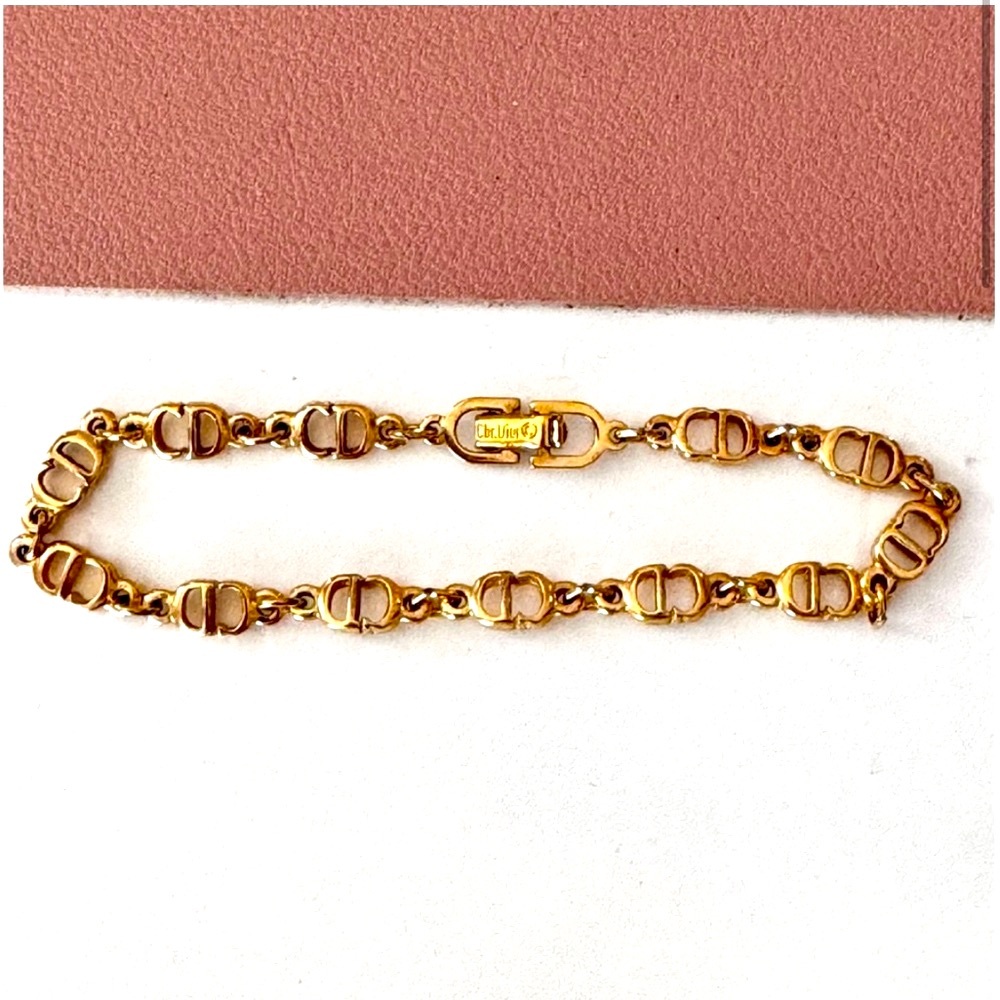 Vintage Dior CD Logo Gold Bracelet - Picture 4 of 8